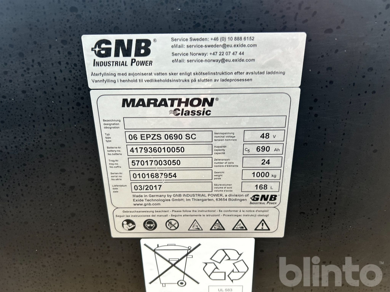 Marathon Classic 06 EPZS 0690 SC - Batteri för Motviktstruck: bild 5 Marathon Classic 06 EPZS 0690 SC - Batteri för Motviktstruck: bild 5